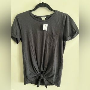 J. Crew Tie-Front T-Shirt Black Size XS